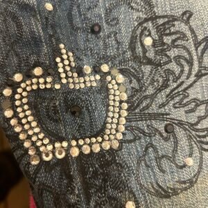 Vintage cavaricci jeans stained pics of  Frm the 80s Jewel &embroidered size 3